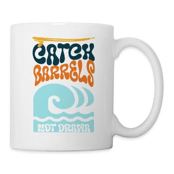 Catch Barrels Not Drama Surf Art - Mug blanc - blanc - Droite