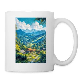 Illustration einer japanischen Landschaft - Tasse - Weiß - Rechts