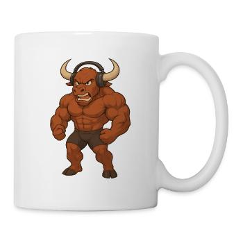 Bull Buffalo Muskulös Beats Bodybuilding Sport - Tasse - Weiß - Rechts