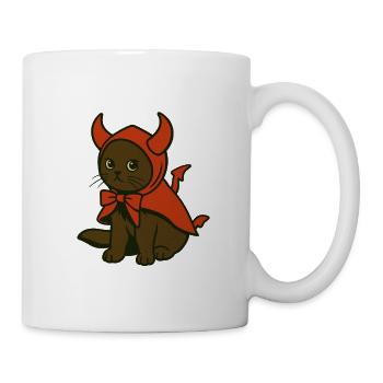 Chaton en costume de diable rouge - Mug blanc - blanc - Droite