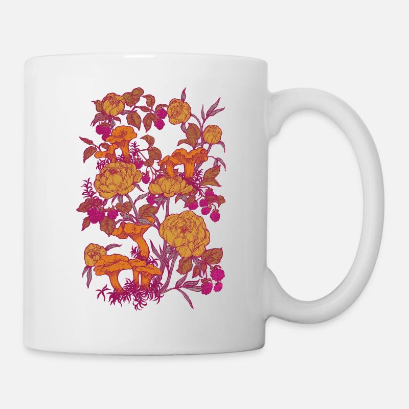 PEONIES AND CHANTERELLES - Mug - white