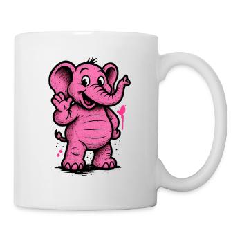 Pink Elephant Cartoon Character Joy - Mug - white - Right