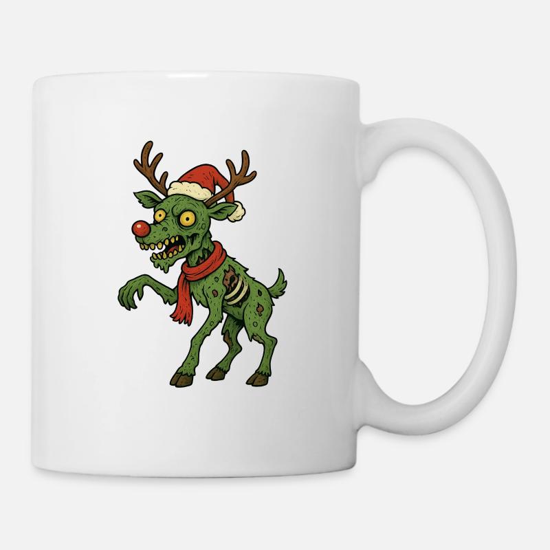 Christmas Zombie Reindeer – Festive Macabre Humor - Mug - white