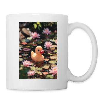 Ente unter Seerosen - Tasse - Weiß - Rechts