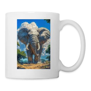 Illustration eines Elefanten - Tasse - Weiß - Rechts