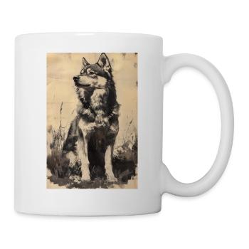 Illustration eines Wolfes - Tasse - Weiß - Rechts