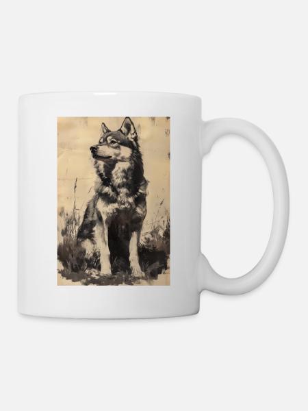Illustration eines Wolfes - Tasse - Weiß