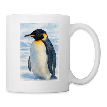 Aquarelle Pingouin au bord de la mer - Mug blanc - blanc - Droite