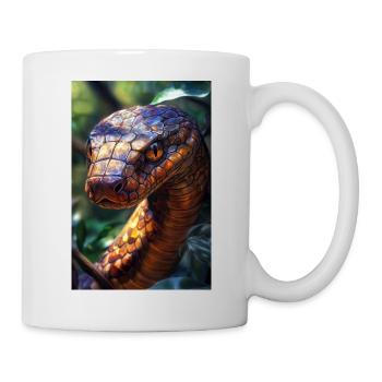 Illustration einer Schlange - Tasse - Weiß - Rechts