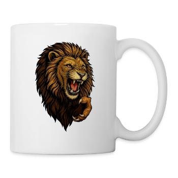 Wilder Löwenkopf im Angriff - Tasse - Weiß - Rechts