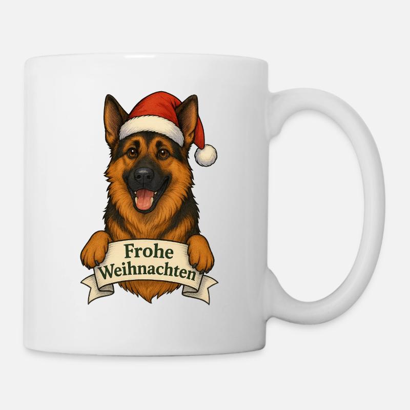 Weihnachtshund mit Santa Hut - Tasse - Weiß