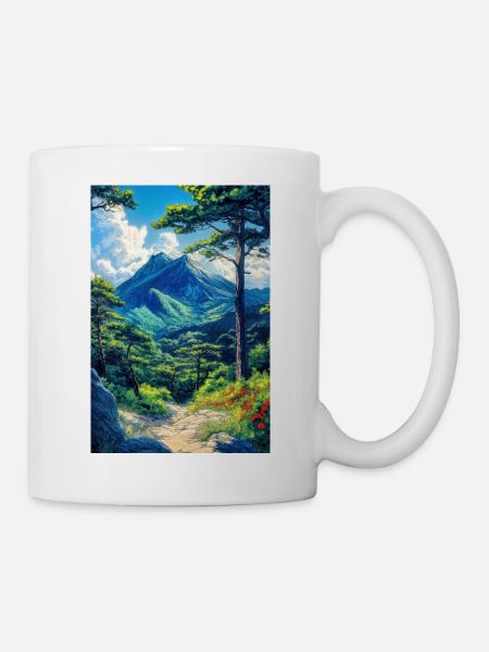 Illustration einer Naturlandschaft - Tasse - Weiß