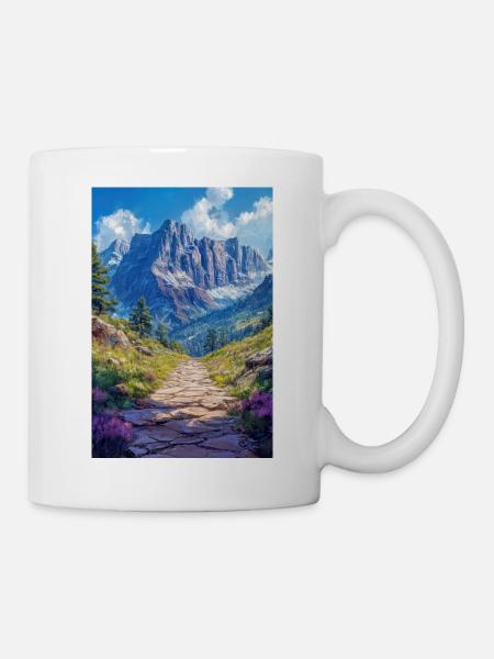 Illustration einer Gebirgslandschaft - Tasse - Weiß