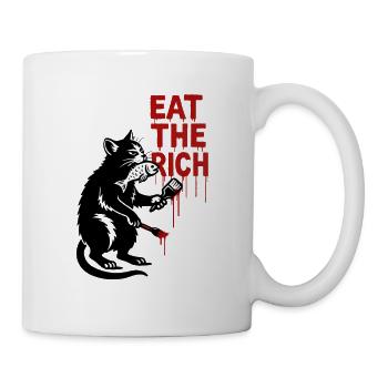 Chat noir avec poisson et brosse - Mug blanc - blanc - Droite
