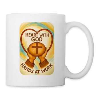 Le cœur avec Dieu – Les mains au travail - Mug blanc - blanc - Droite