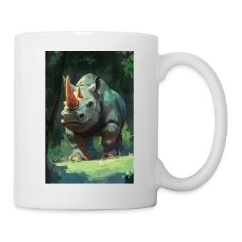 Illustration eines Nashorns - Tasse - Weiß - Rechts