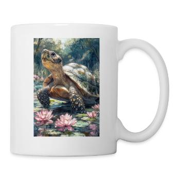 Illustration einer Schildkröte - Tasse - Weiß - Rechts