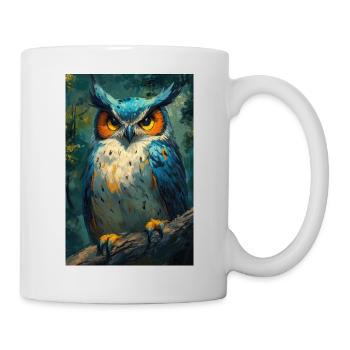Illustration einer Eule - Tasse - Weiß - Rechts