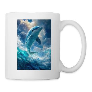 Illustration eines Delfins - Tasse - Weiß - Rechts