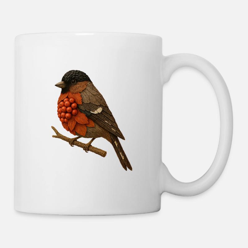 Gimpel Illustration im Naturdesign (Dompfaff) - Tasse - Weiß
