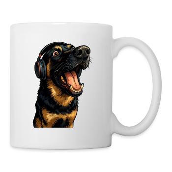 Headphone Rottweiler Portrait - Mug - white - Right