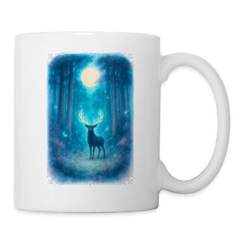 Mystischer Hirsch im Wald - Vollmond - Tasse - Weiß - Rechts