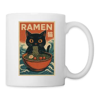 Ramen Katze Retro Poster - Tasse - Weiß - Rechts