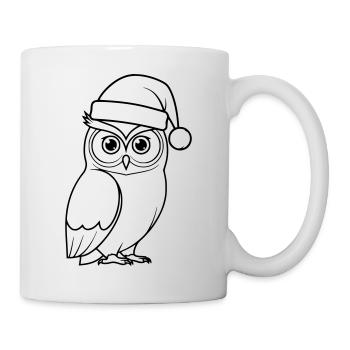 Weihnachts-Eule Cartoon Illustration - Tasse - Weiß - Rechts