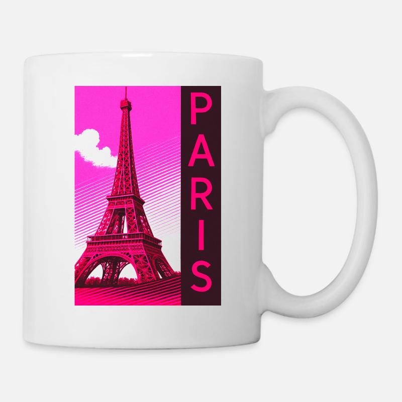 Paris Pink Eiffel Turm Retro - Tasse - Weiß