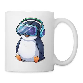 Dessin animé mignon Pingouin Gamer Gamer Réalité virtuelle - Mug blanc - blanc - Droite