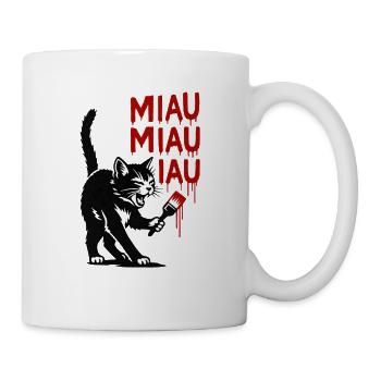 Miau Kunst: rote Tropfen Katze - Tasse - Weiß - Rechts
