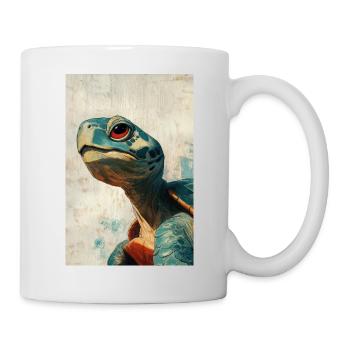 Illustration einer Schildkröte - Tasse - Weiß - Rechts