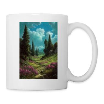 Illustration einer Naturlandschaft - Tasse - Weiß - Rechts