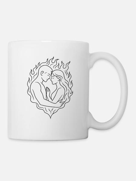 Flame Heart Lovers - Loving Couple - Mug - white