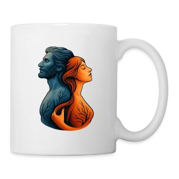 Paar Wasser und Feuer umschlugen mit Baumwurzeln - Tasse - Weiß - Rechts