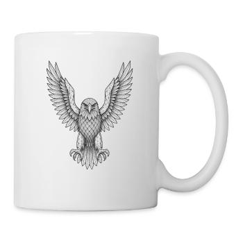 Geometrische Eule mit Flügeln - Tasse - Weiß - Rechts