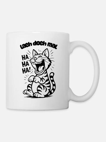 Drôle de chat cadeau de Noël rire - Mug blanc - blanc
