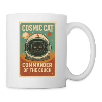Chat Cosmique – Commandant du Divan | Design rétro - Mug blanc - blanc - Droite