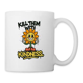 Kill Them With Kindness – Retro Graffiti Spruch - Tasse - Weiß - Rechts