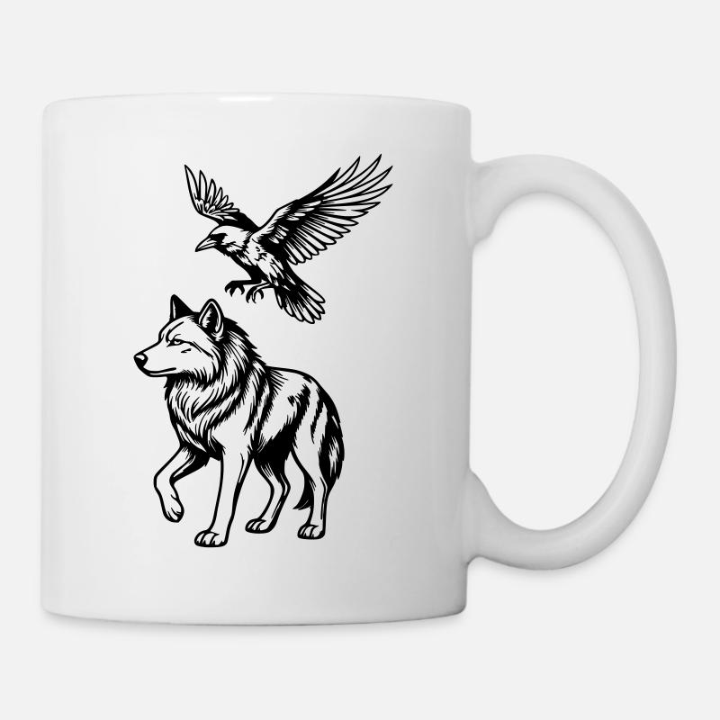 loup & corbeau - Mug blanc - blanc