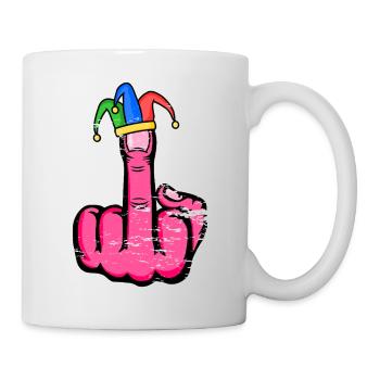 Mittelfinger Stingerfinger Karneval - Tasse - Weiß - Rechts