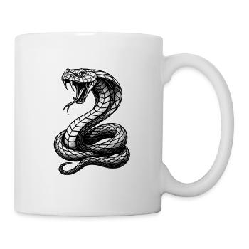 Schwarzweiß Cobra Linienkunst - Tasse - Weiß - Rechts