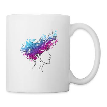Cosmic Flux – Abstrakte Kopfillustration - Tasse - Weiß - Rechts