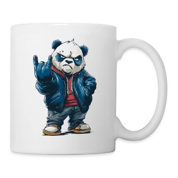 Rockiger Panda mit "Rock On"-Pose - Tasse - Weiß - Rechts