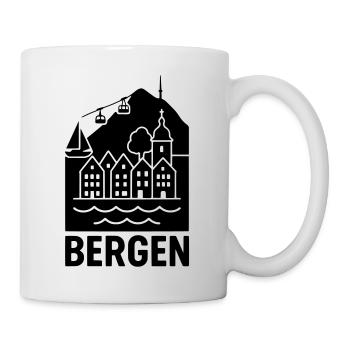 bergen silhouette norwegen - Tasse - Weiß - Rechts