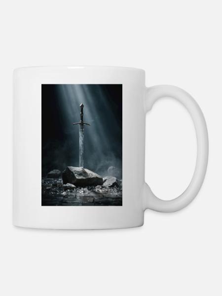 Schwert in Stein: Mystische Klinge - Tasse - Weiß