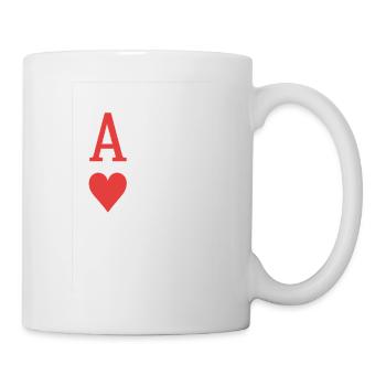 Red Ace of Hearts on Black Background - Mug - white - Right