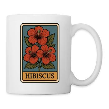 Hibiskusblüte Vintage Kartenkunst - Tasse - Weiß - Rechts