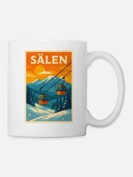 Standseilbahn Sälen bei Sonnenuntergang - Tasse - Weiß