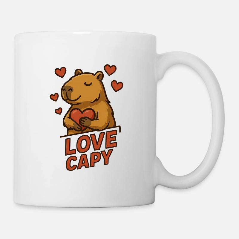 Love Capy - Chemise 💖 mignonne en forme de cœur de capybara - Mug blanc - blanc
